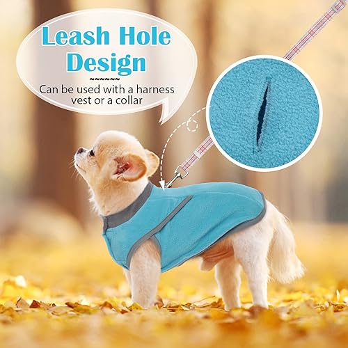 Miniatura 4 de QBLEEV Suéter de forro polar para perros medianos, chaleco de forro polar para perro con agujero para arnés, chaqueta de forro polar para perro,