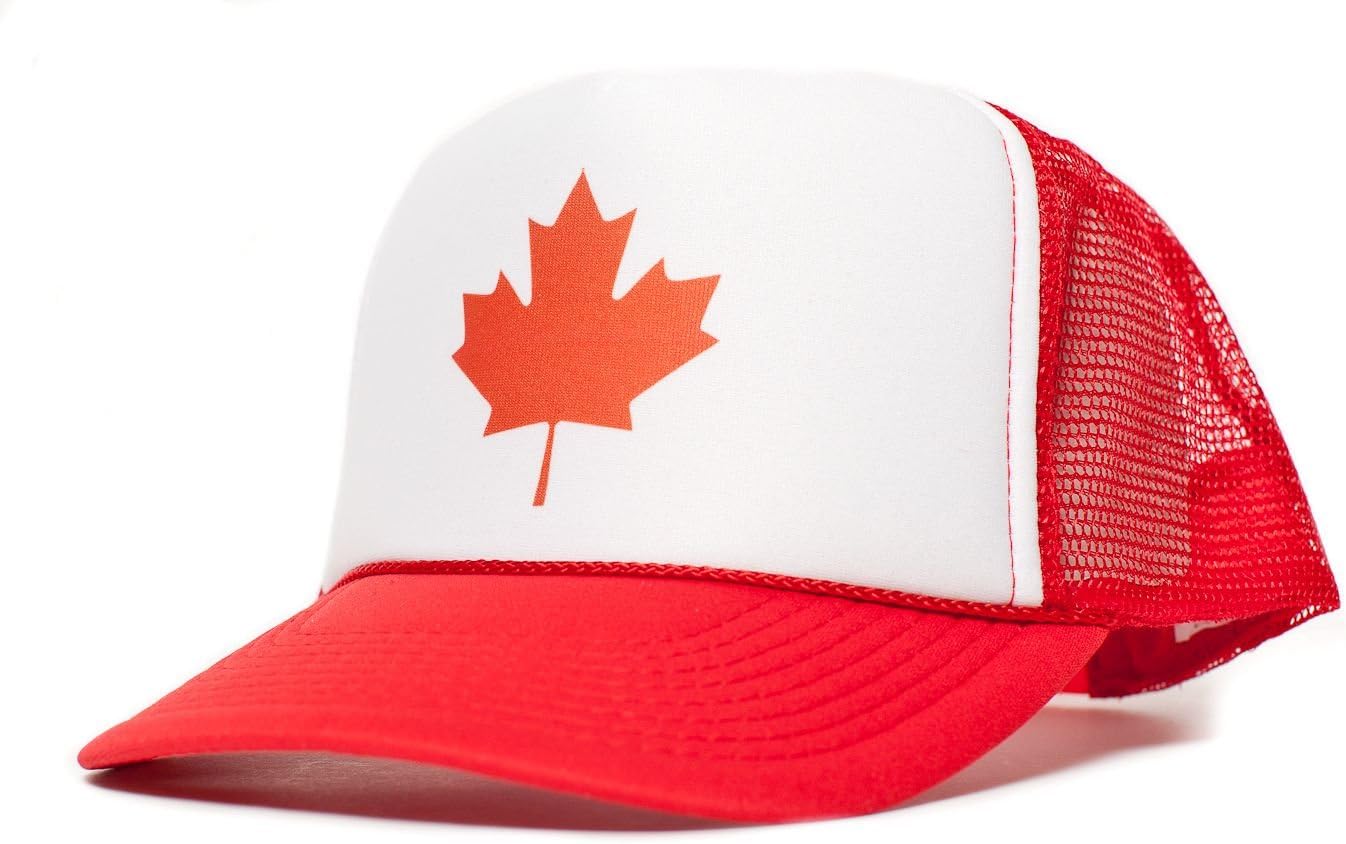 Canadian Canada Maple Leaf Flag Unisex Adult Trucker Cap Hat Red/White
