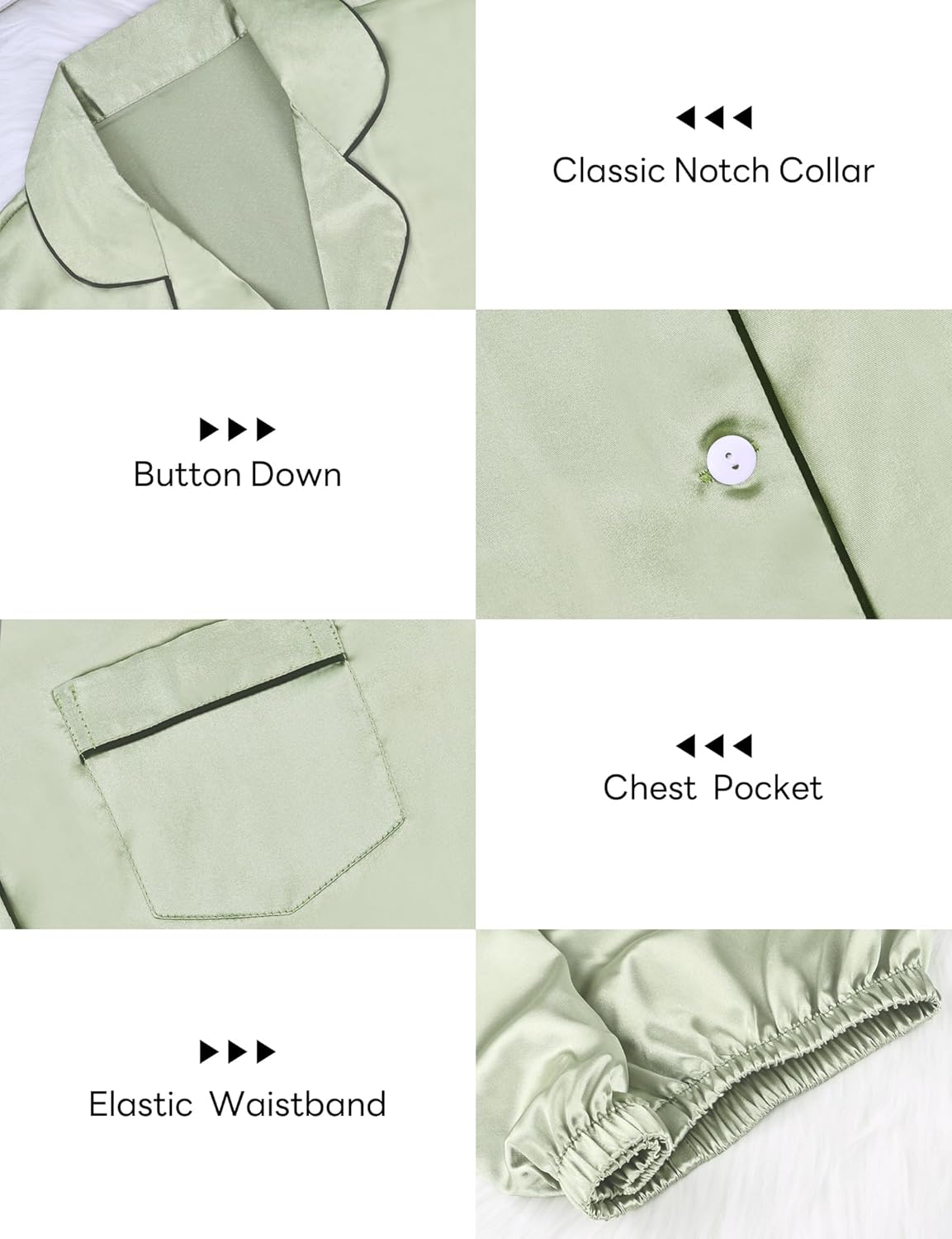 MORFORU Silk Pajama Set for Women 4 Piece Satin Pajamas Pjs with Eye Mask, Headband, Button Down Sleepwear Lounge Set - Image 5