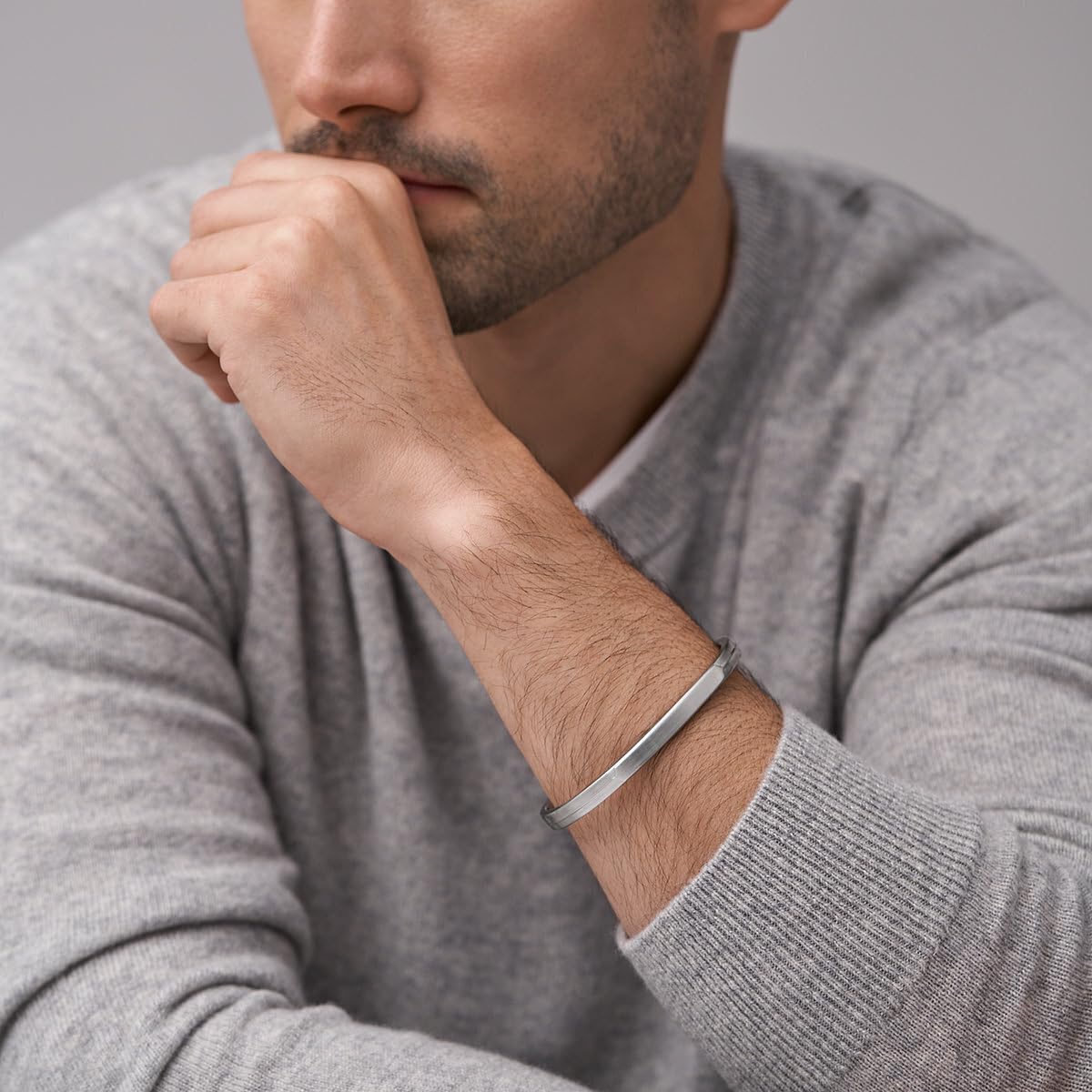 FOSSIL Herren Edelstahl mit offenem Armreif