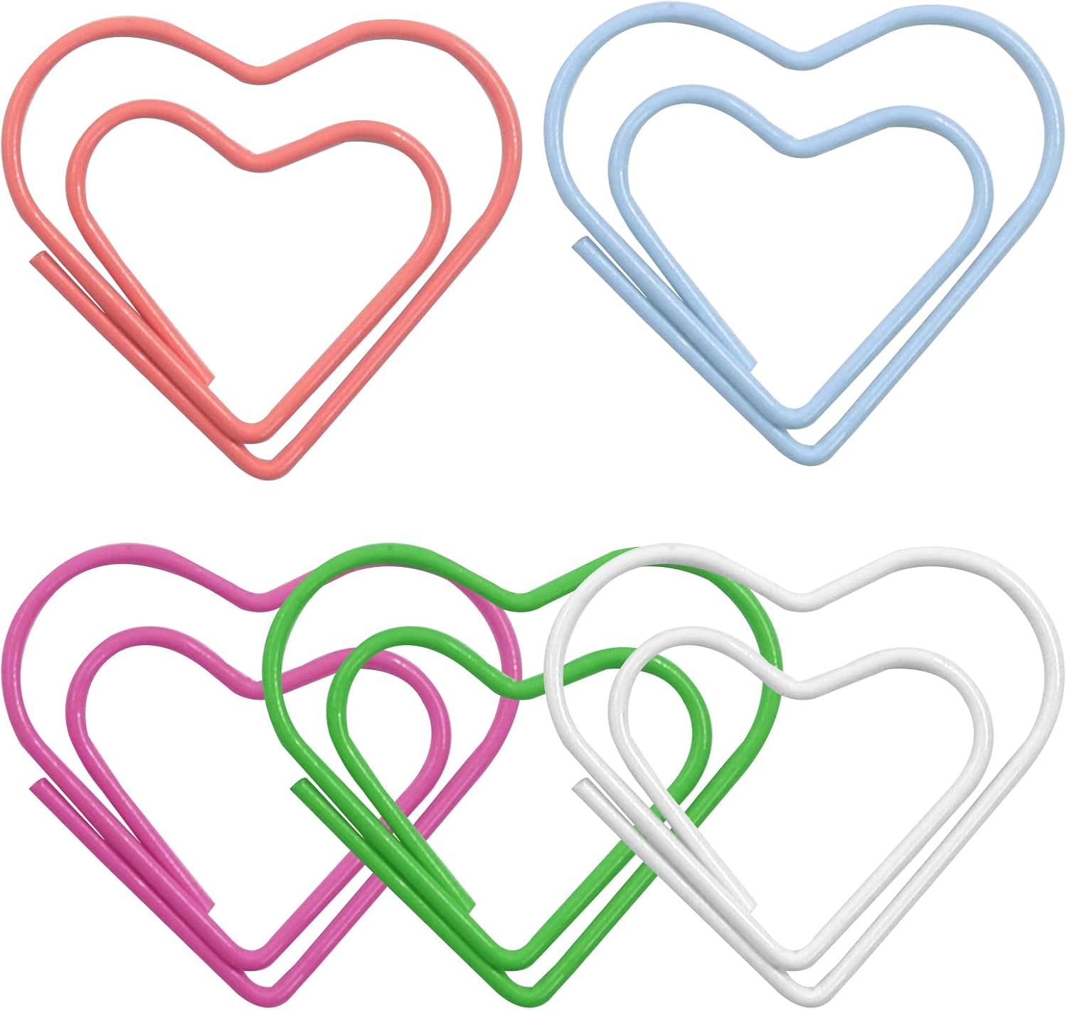 Heart Paper Clips, 5 Colors, 100Pcs
