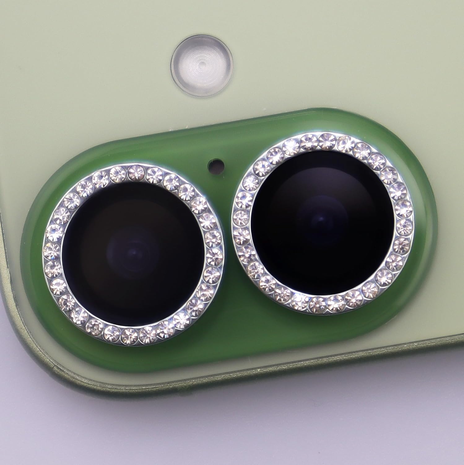 BONVAN for iPhone 17 Camera Lens Protector Bling Glitter Diamond Metal Crystal Tempered Glass Screen Accessories Rhinestones Lens Cover (Light Green) image 4