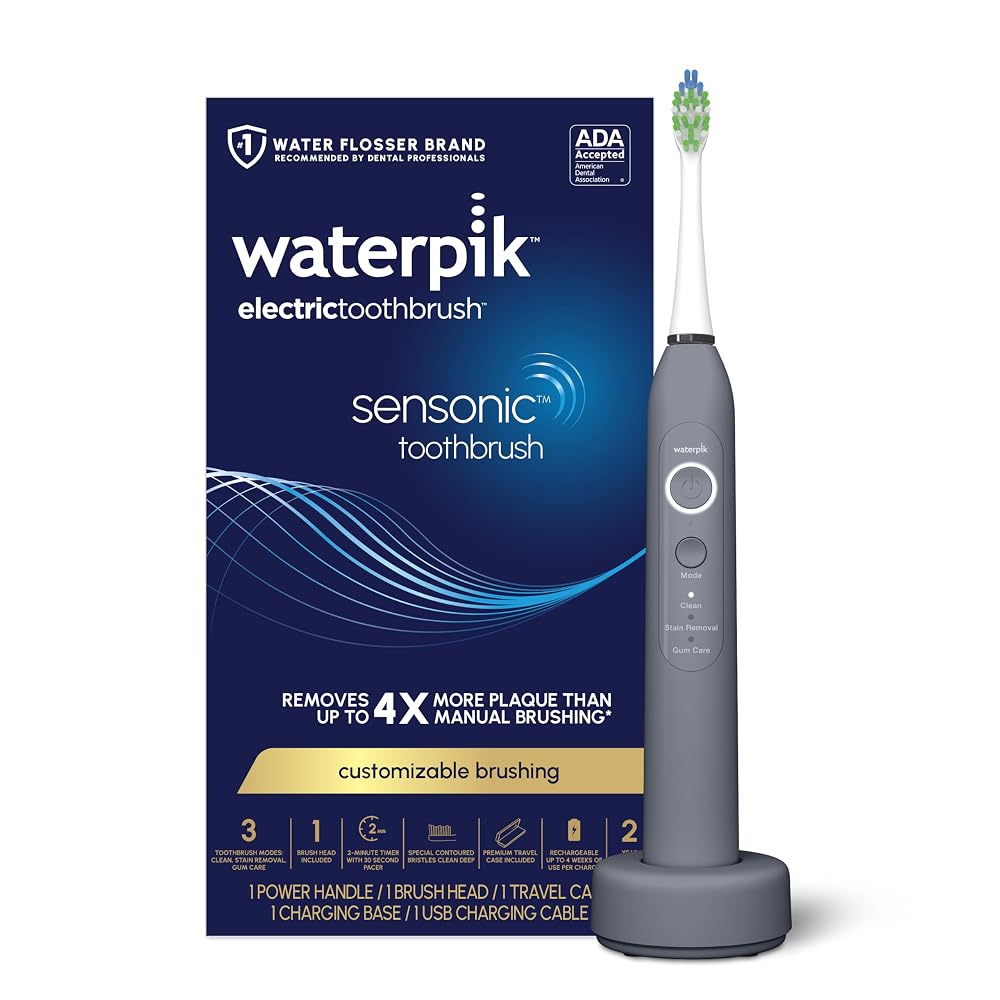 Waterpik Sensonic Sonic Electric Toothbrush, Rechargeable Toothbrush for
