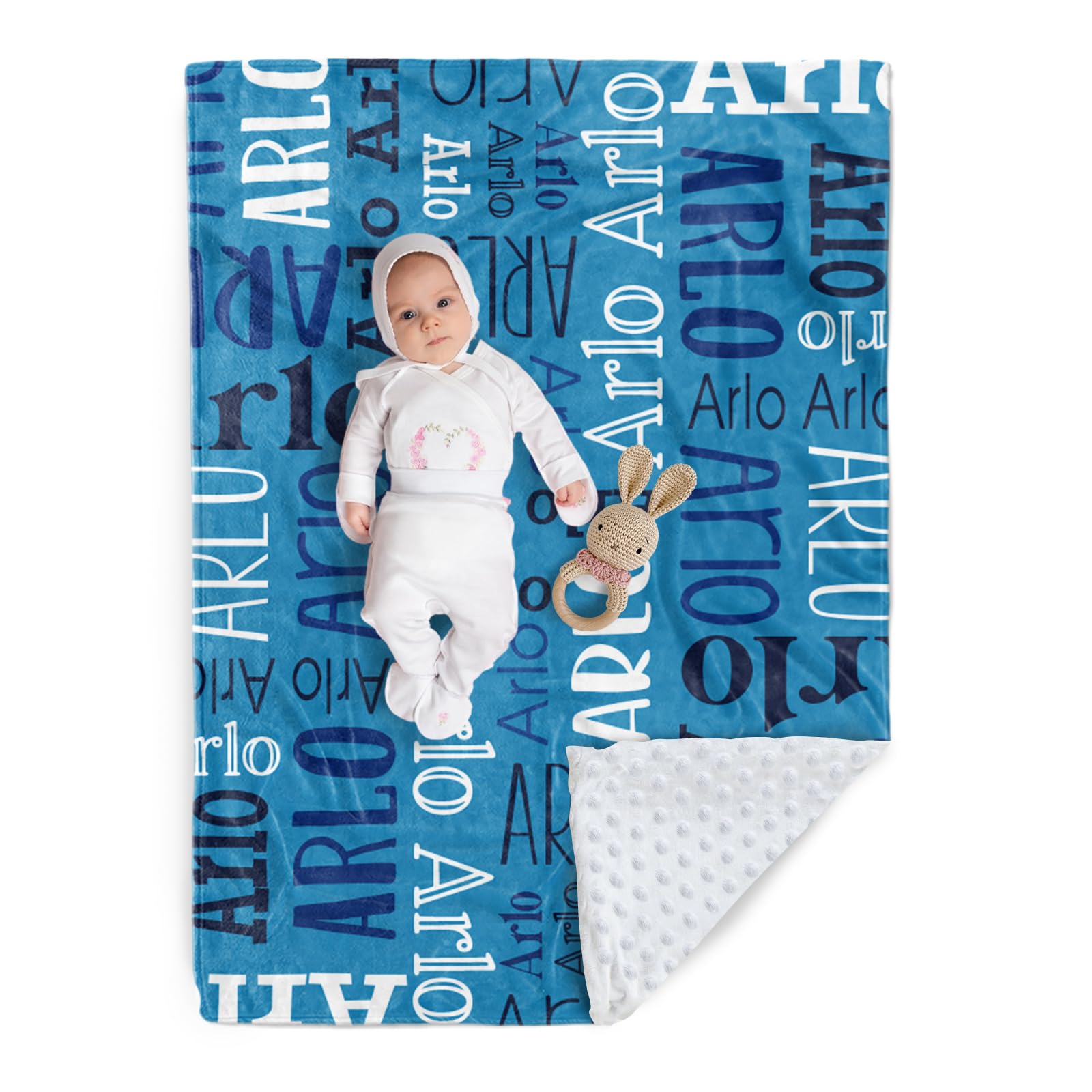 Custom Baby Blanket - Personalized Names Design - Soft Plush Blanket with Double Layer Dotted Backing for Boys Girls Color08(30x40 inches)