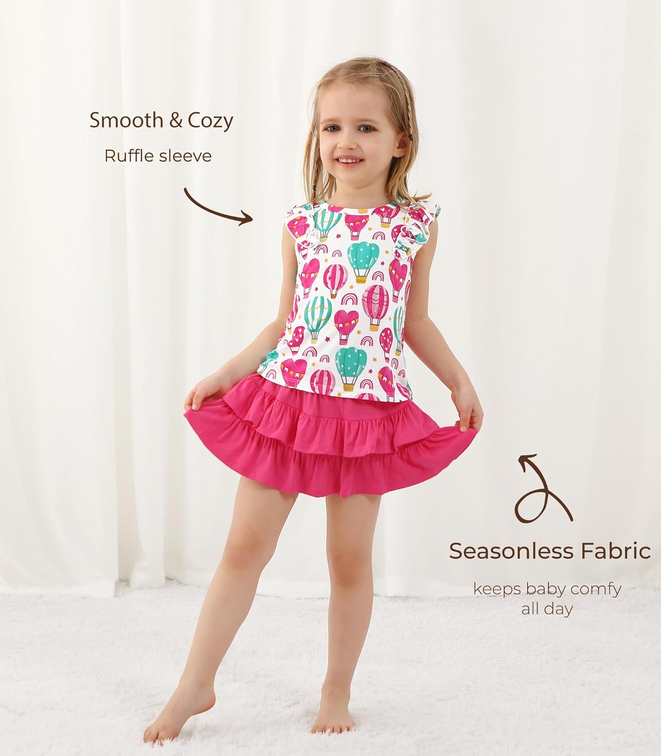 Toddler Girls Clothes Set Little Kids Ruffle Sleeveless Top Tiered Skirts Sets 2 Piece Skort Outfit 2-5T - Image 4