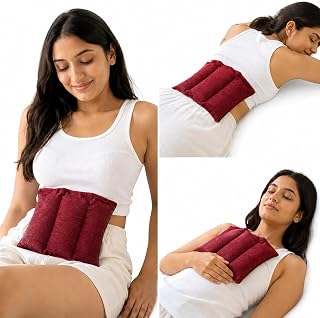 Period Pain Relief Heating Pad (Pack of 1) | Microwaveable Hot & Cold Herbal Therapy Pack for Menstrual Cramps | Reusable Natural Cotton Heat Pad for Period Comfort | Maroon