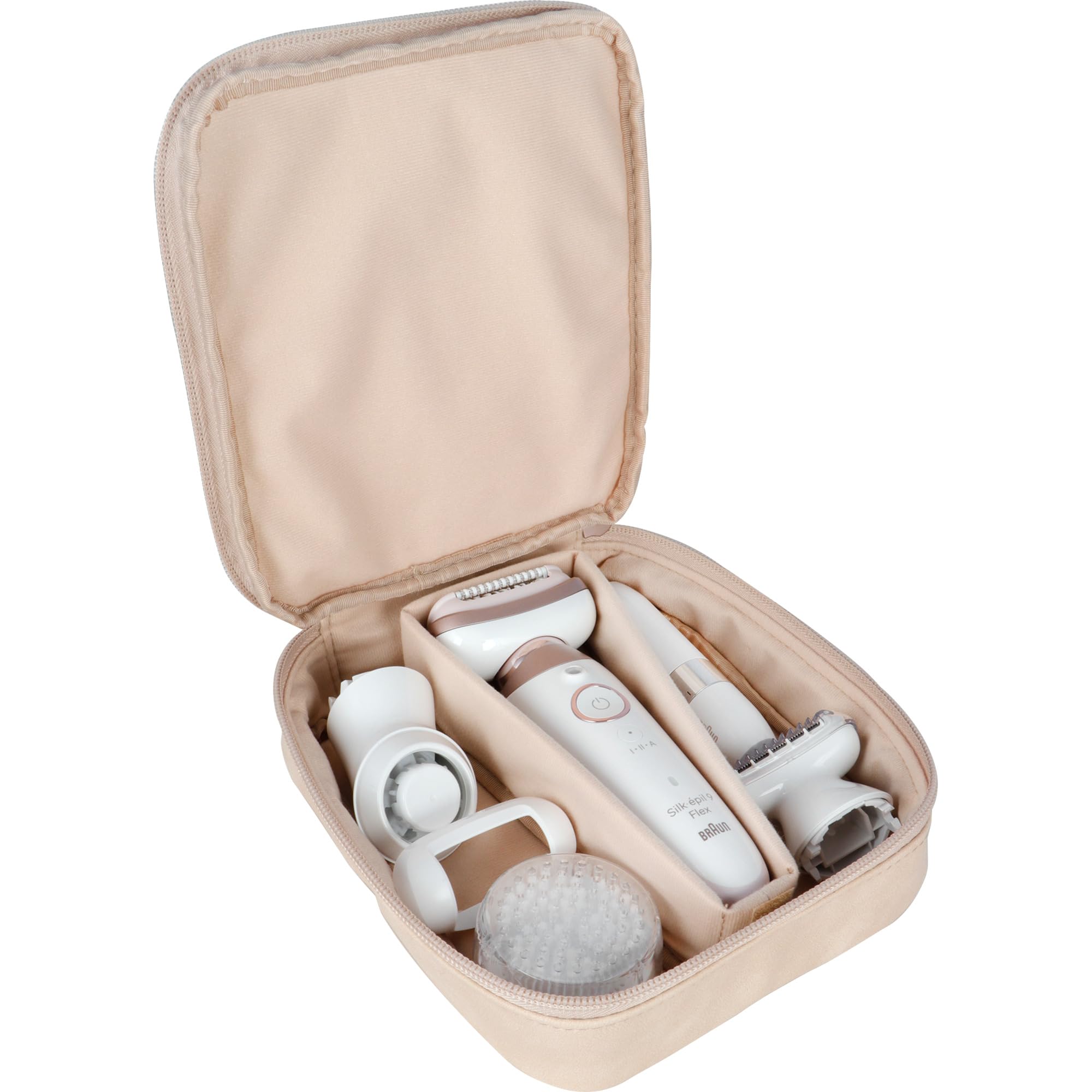 Braun Silk-épil 9 Flex depilator damski/depilator do długotrwałego usuwania włosów, mini golarka, nasadki do peelingu, 9-306 3D, biały/różowy tytan