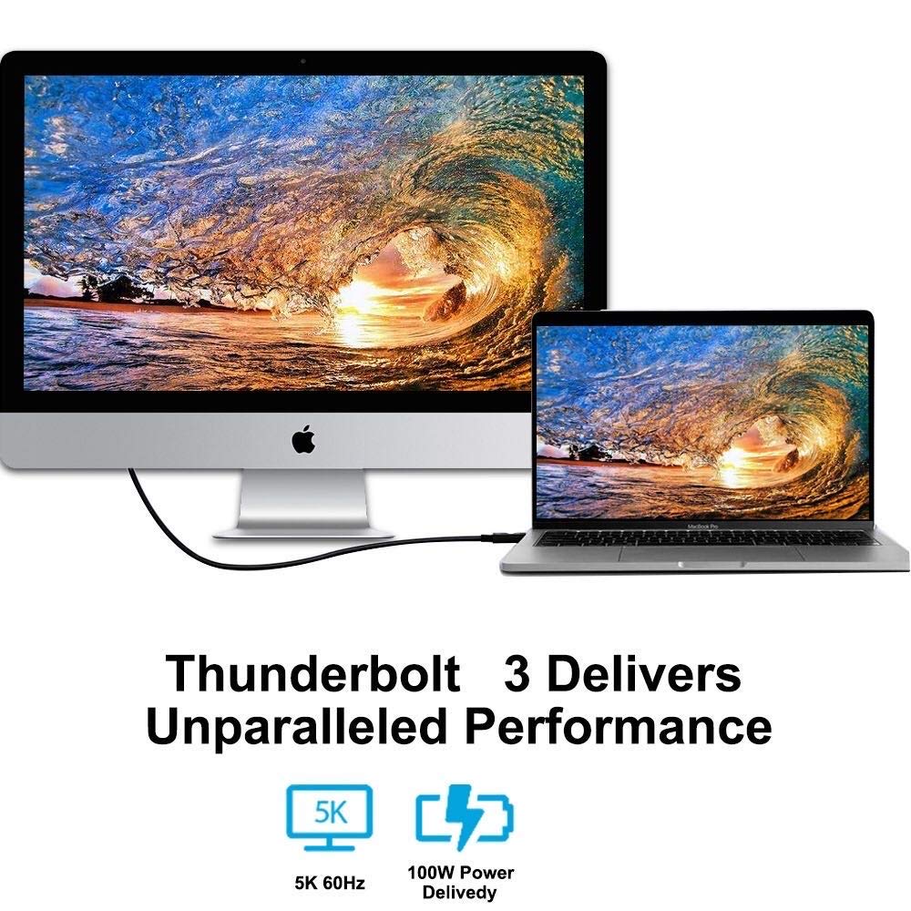 Bеѕt Cуbеr Mоndау 🔥 Thunderbolt 3 Cable 6.6FT (20Gbps) Thunderbolt 3 to Thunderbolt 3 Cord 100W 20V 5A,for Thunderbolt 3 (USB C) Hub, Adapter,Compatible with MacBook Pro 2018/2017,Dell Alienware 17,HP,Thinkpad and More