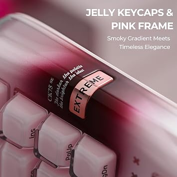 XVX x CoolKiller CK75 SE 75% Tri-Mode Mechanical Keyboard, Gasket Mount Hot-Swap Linear Switch, Crystal Jelly Transparent Keyboard with Full RGB for Gaming and Office-Pink