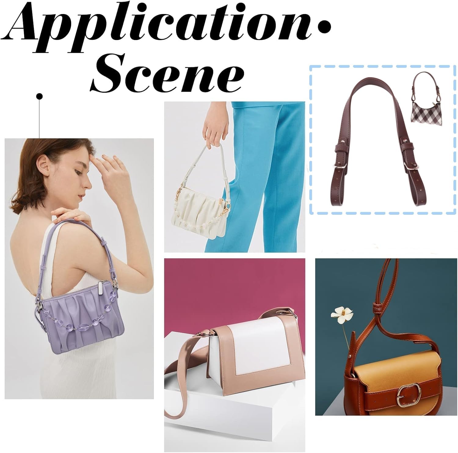 WADORN Leather Purse Strap Replacement, 17.9 Inch Adjustable Handbag Handles Strap Cowhide Leather Bag Handles DIY Bag Purse Making Accessories for Satchel Tote Crossbody Bag, Dark Brown - Image 4