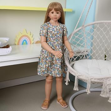 Reborn Baby Doll, Soft and Cute Silicone Body 47"/120cm Big Girl Doll Gift for 5-6 Years Old Kids Clothes Model Simulation Doll 47in/120cm