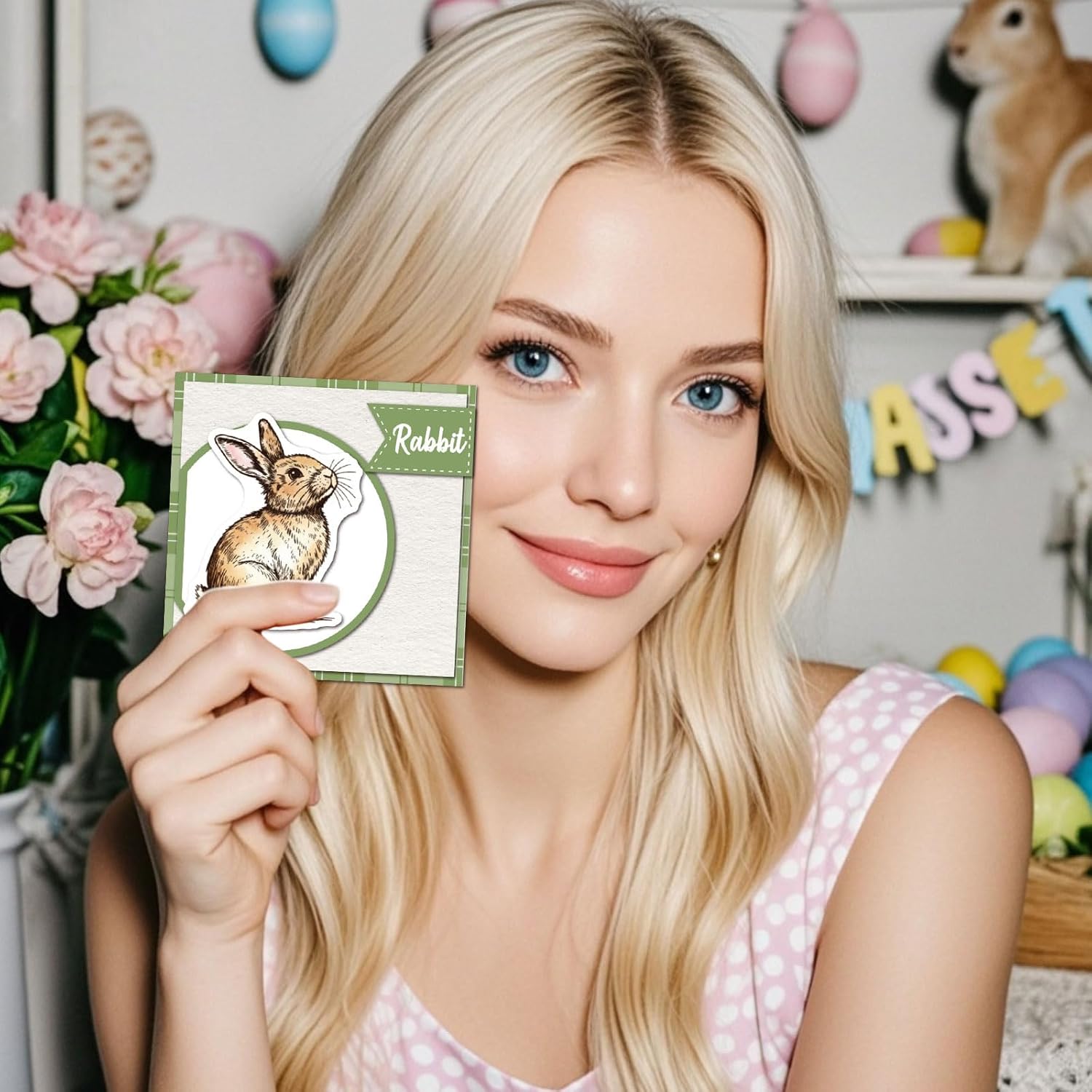 GLOBLELAND Vintage Easter Rabbit Cling Rubber Stamps 8.7x7 inch Easter Bunny EVA Cling Mount Stamp Furry Rabbits Rubber Stamps Set for Card Making Photo Album Decoration DIY Scrapbooking