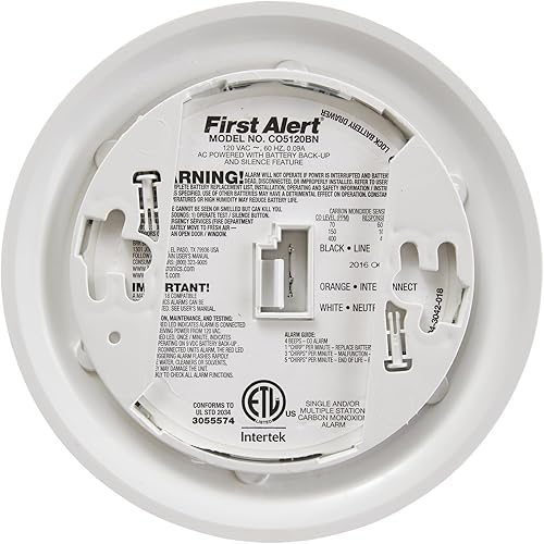 Miniatura 2 de FIRST ALERT BRK CO5120BN Detector de monóxido de carbono CO con batería de respaldo color blanco
