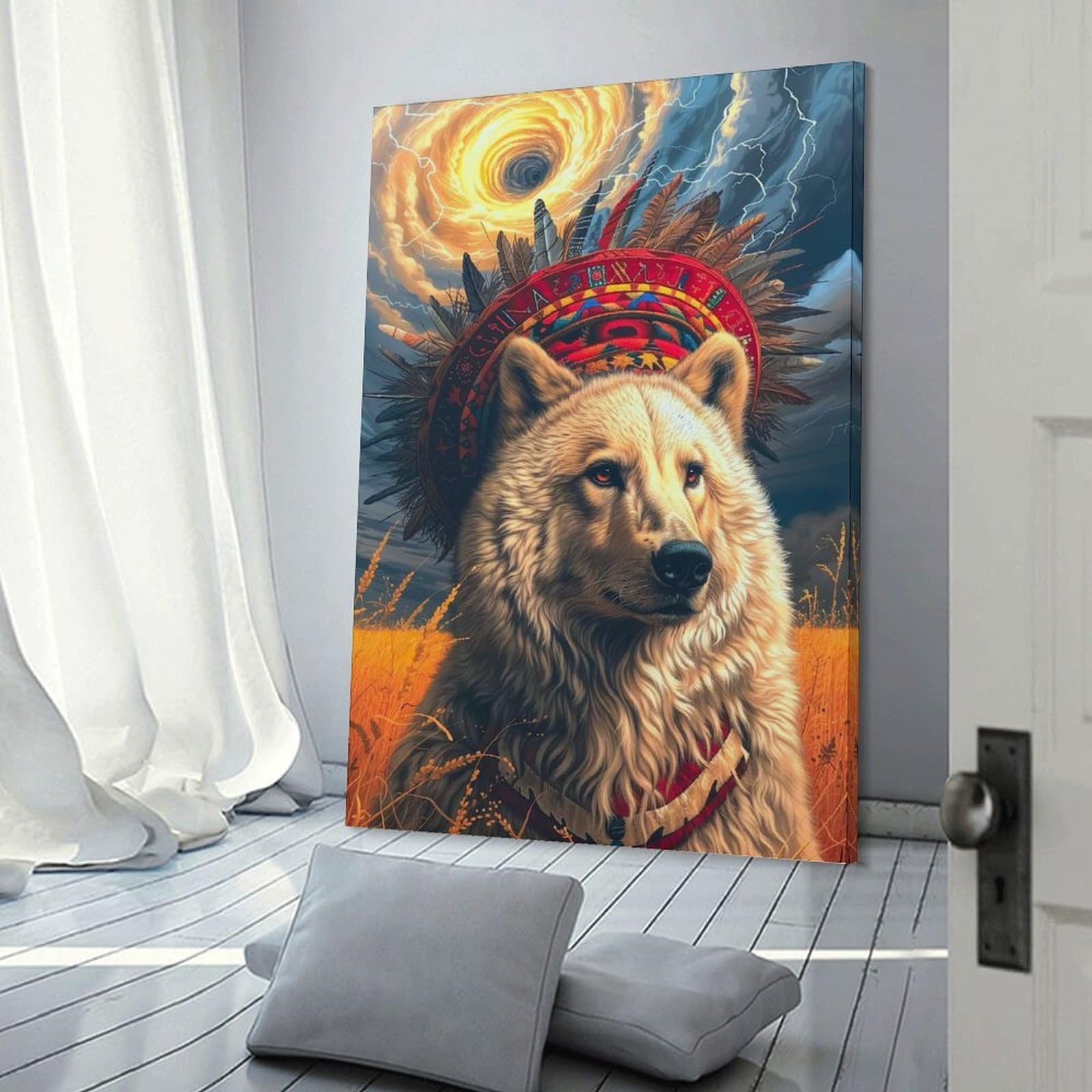 Junmoney American Dog Canvas Wall Art 16x24inch(40x60cm), for Wall Displays, Bedrooms Or Room Updates, Ideal for Building A Coordinated Art Wall