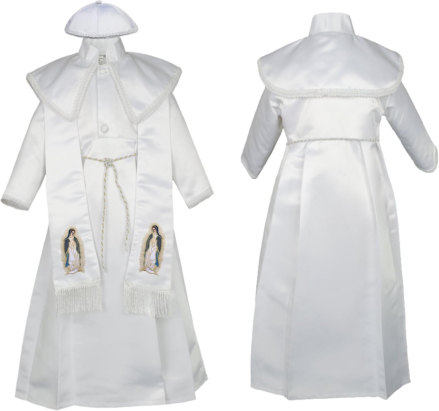 New Born Boy Baby Christening Baptism Formal Gown with Virgin Mary Stole 0-30 M