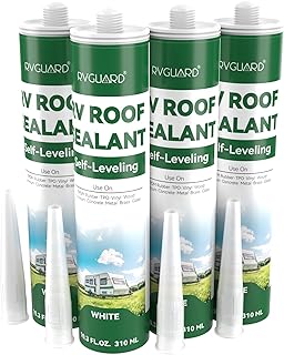 RVGUARD 4 Pack RV Roof Sealant 10.3oz Waterproof & UV-Resistant, Self-Leveling Lap Sealant for RV,Camper,Trailer, Roof Repair, Temperature-Resistant, Easy to Use, Safe, Compatible with Most Material