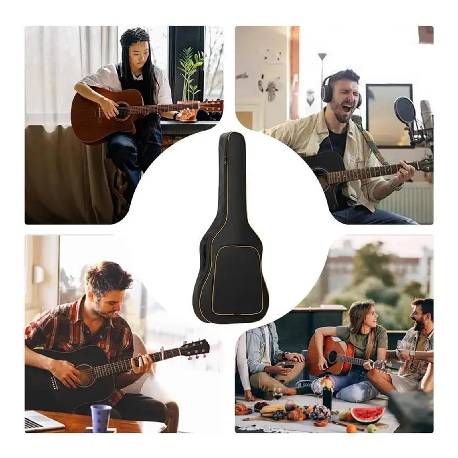 Funda Guitarra Bolsa de Guitarra Impermeable Tela Oxford Gruesa for clásica, con Hombro Acolchado 0,19 Pulgadas