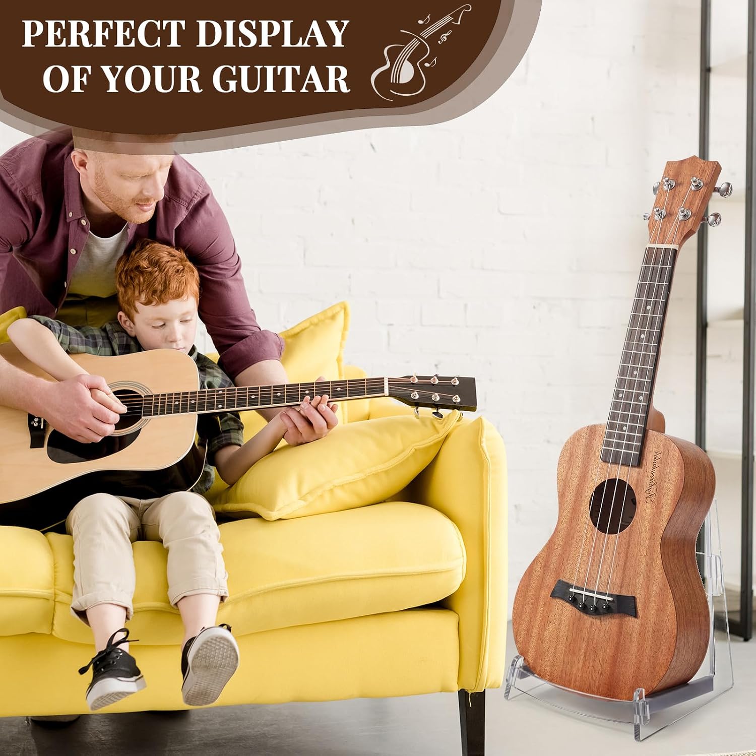 Yinkin Acrylic Guitar Stand, Clear Floor Holder for Acoustic Bass Violin