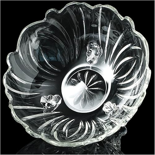 BREWIX Frutero de cristal transparente para servir en casa, oficina, boda, aperitivos, postres, centro de mesa para ensaladas, dulces para cocina,