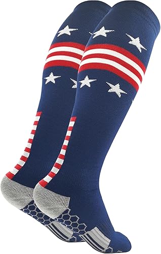 Miniatura 6 de Calcetines deportivos hasta la rodilla con bandera americana para béisbol, fútbol, sóftbol, fútbol