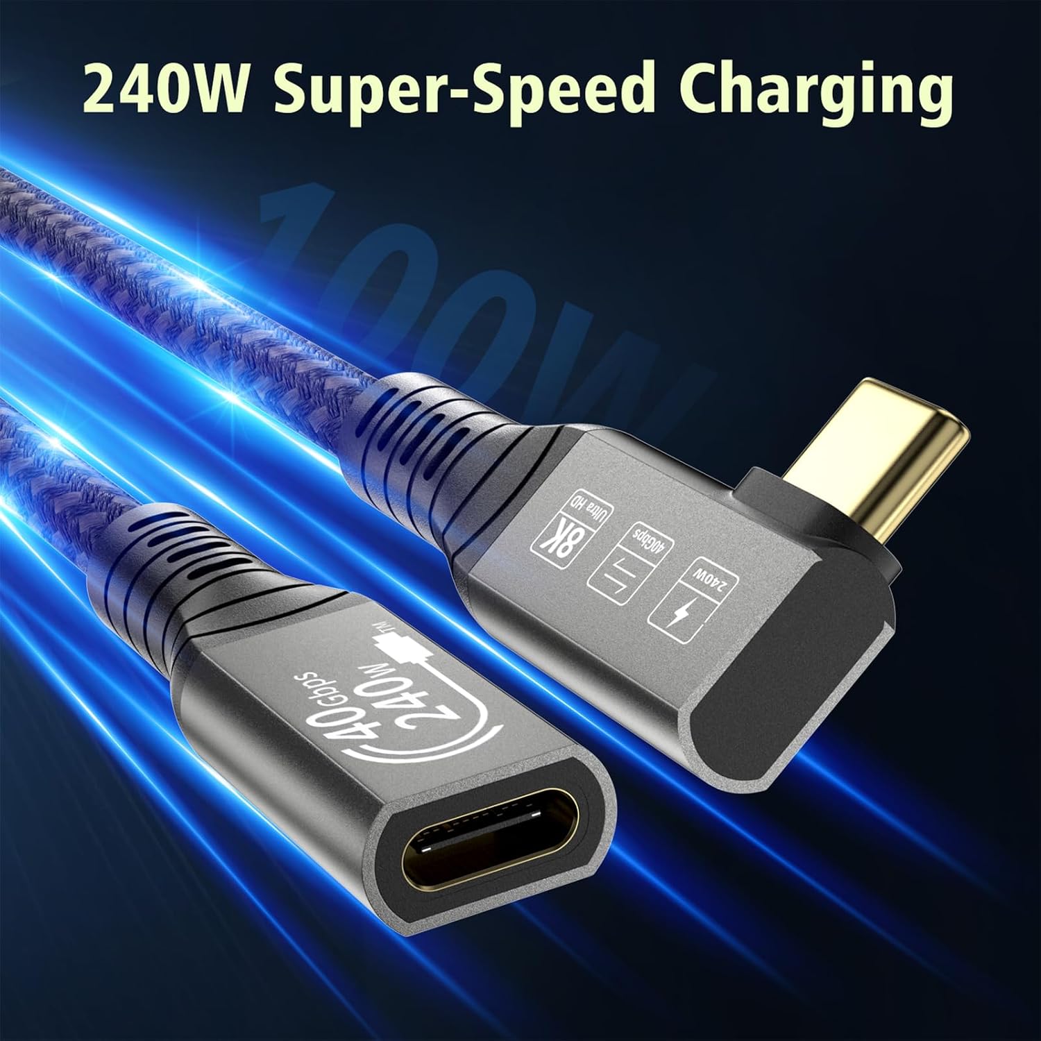 CableDeconn Cabo USB 4 8K 0,5 M Thunderbolt 4 USB 4 Tipo-C macho Bend to Female Cabo Ultra HD 8K@60Hz 100W Carregamento 40Gbps Transferência de Dados Compatível com SSD Externo eGPU CableDeconn Cabo USB 4 8K 0,5 M Thunderbolt 4 USB 4 Tipo-C macho Bend to Female Cabo Ultra HD 8K@60Hz 100W Carregamento 40Gbps Transferência de Dados Compatível com SSD Externo eGPU