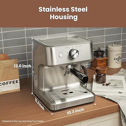 Miniatura 8 de Gevi Máquina de café expreso de grado comercial de 2.283 in con control de temperatura PID, disparotemperatura ajustable, potente varita de vapor y