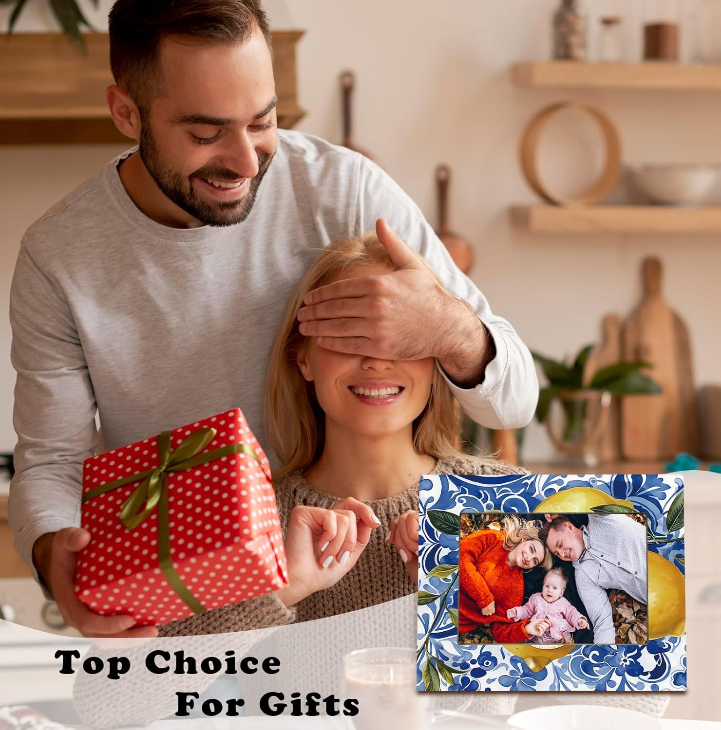 Chinoiserie Lemon Picture Photo Frame 5x7, Rustic Italian Mediterranean Yellow Lemon Picture Frames for Desk Tabletop Wall Display Decoration, Fruit Lover Gifts, - Image 5