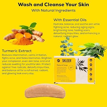 Turmeric Face Cleanser and Body Wash Bar 3 Pack | All Natural Soap with Essential Oils and Proprietary Extract | Facial Wash Soap Bar for Even Skin Tone, Brightening, and Blemish Targeting