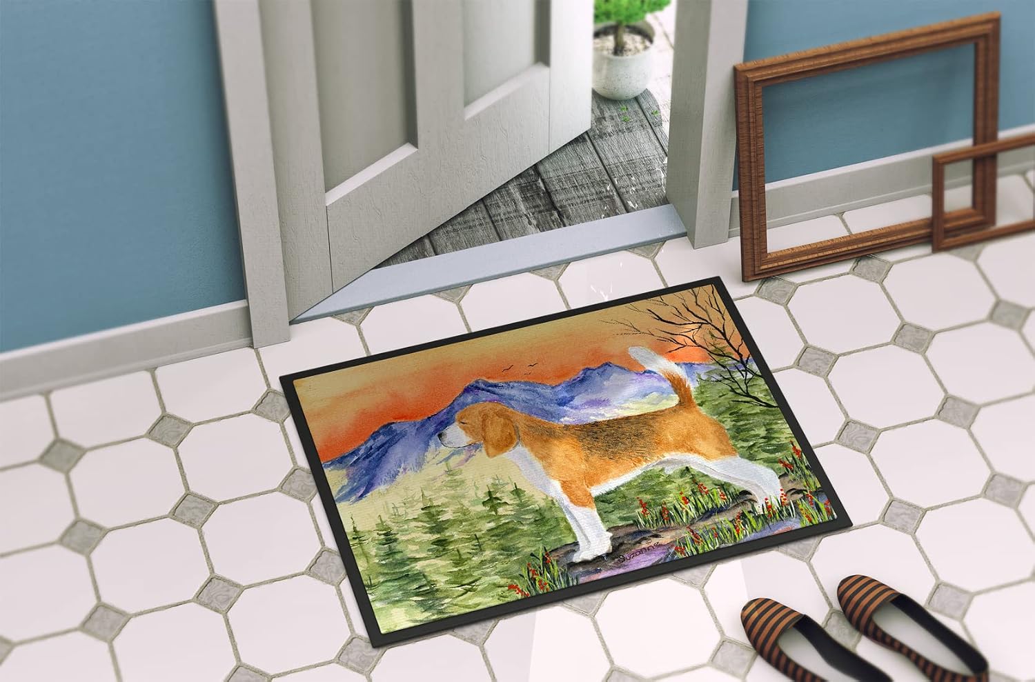 Caroline's Treasures SS8615JMAT Beagle Doormat 24x36 Front Door Mat Indoor Outdoor Rugs for Entryway, Non Slip Washable Low Pile, 24H X 36W