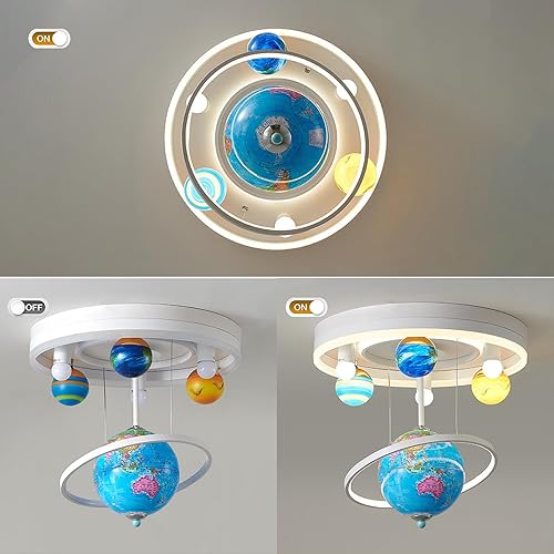 Miniatura 5 de Luz de techo de astronauta de dibujos animados para niños, luz de luna de cristal moderna de 3 luces de cristal con forma de astronauta luz de luna