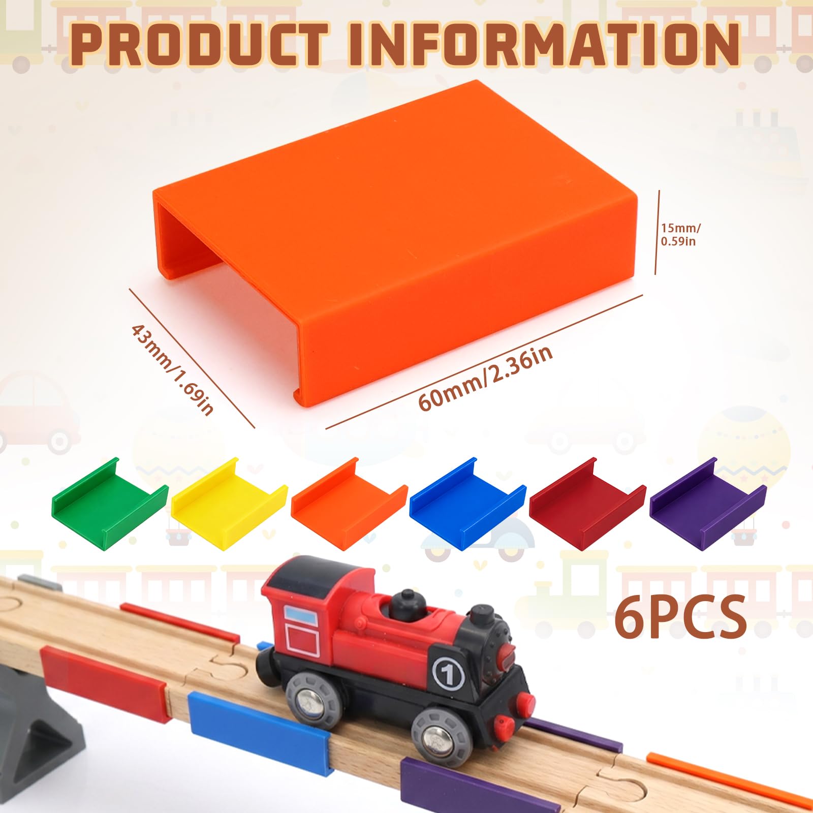 6 Piezas Rails Du Train Adaptador De Vía De Tren De Madera Piezas De Conector Universal Vías de Tren de Madera Adaptador de Puente Juguetes Educativos para Niños