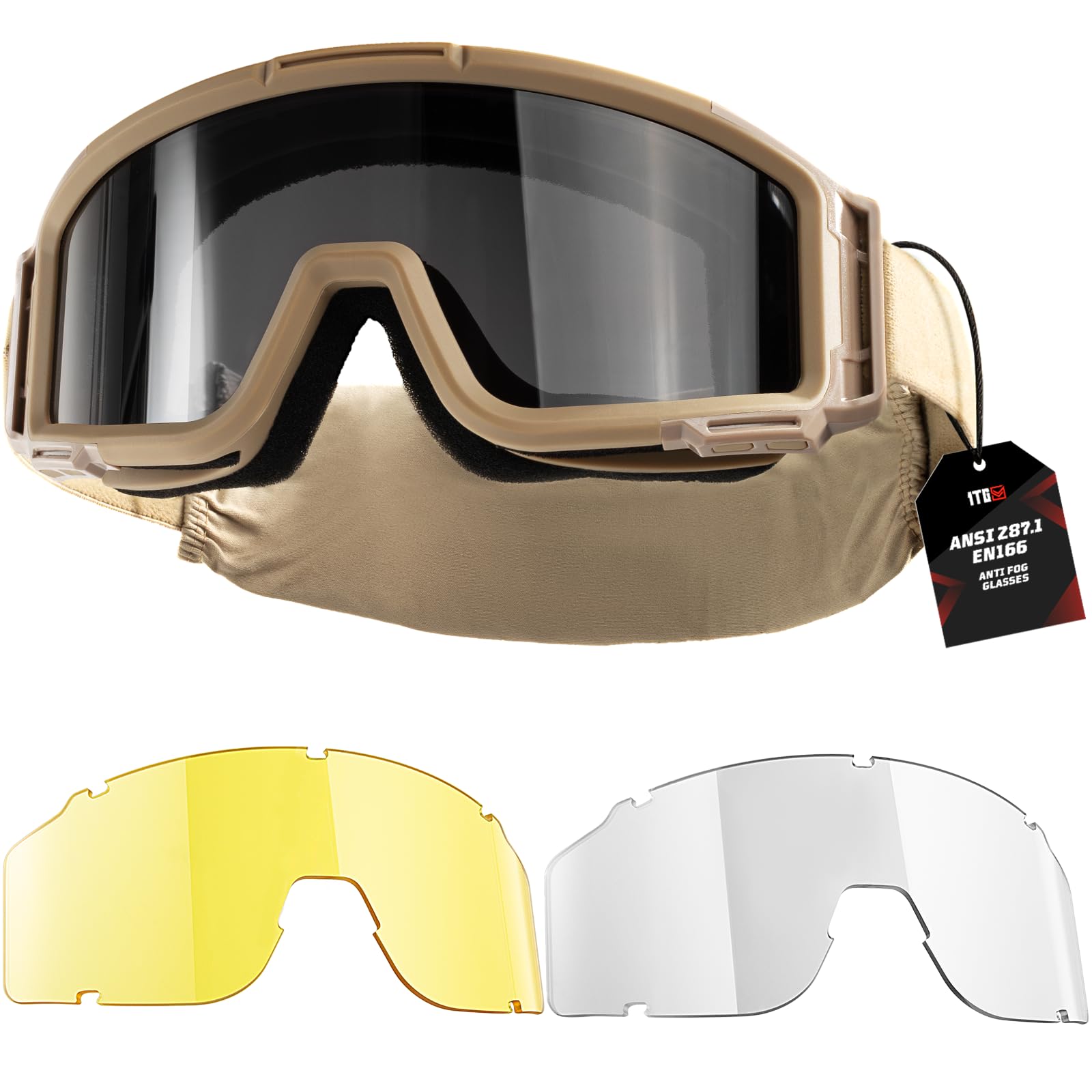 1TG Tactical Airsoft Goggles Anti Fog ANSI Z87.1
