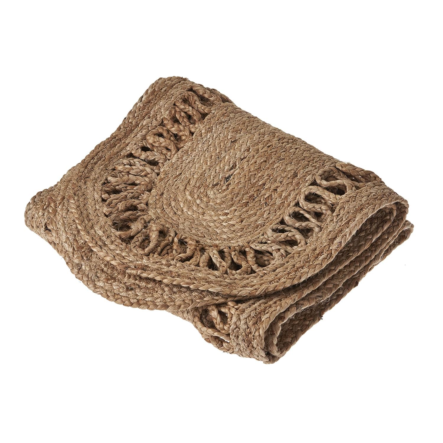 Camino de mesa alfombra de yute natural con diseño de yute – 14 x 108 pulgadas – Decoración de mesa de comedor india hecha a mano, cocina, mesa de café – Decoración bohemia estilo granja