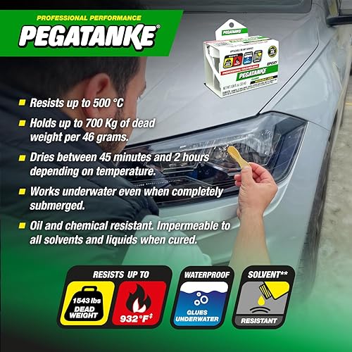 Miniatura 6 de PEGATANKE - Resina epoxi transparente de 2 partes  Adhesivo profesional de soldadura en frío  Pegamento de metal de alta resistencia para tanques de