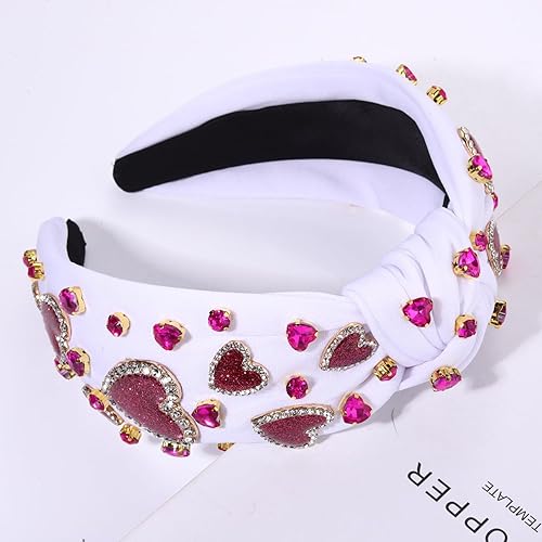 Miniatura 5 de Diademas de corazón para el día de San Valentín para mujer, accesorios para el día de San Valentín, diadema anudada con corazón con cuentas, diadema