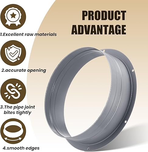 Miniatura 3 de Zonon 2 piezas de brida de conector de conducto de 8 pulgadas (7.68 pulgadas) manguera de escape de tubo recto de metal para secadora de conductos