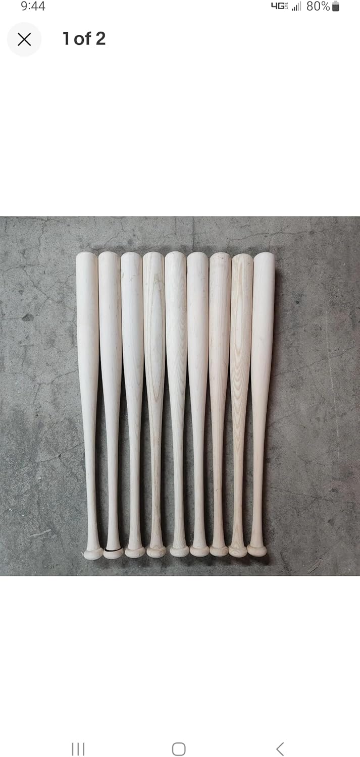 9 Pack 30" Wood Baseball Bats Blem Cage and Craft Mix