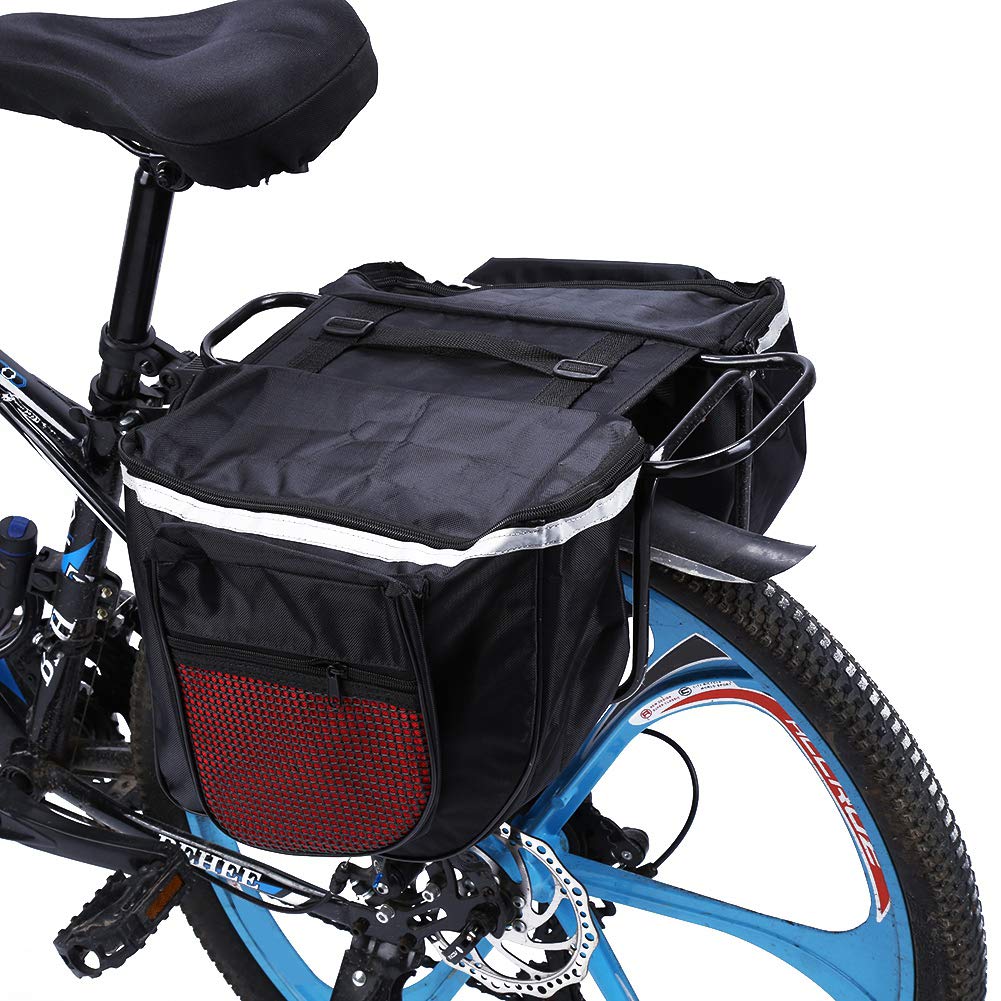 Podwójna Torba Rowerowa 25L Wodoodporny Tylny Bagażnik Rowerowy Boczna Tylna Torba Rowerowa do Jazdy na Zewnątrz Czarno-czerwona