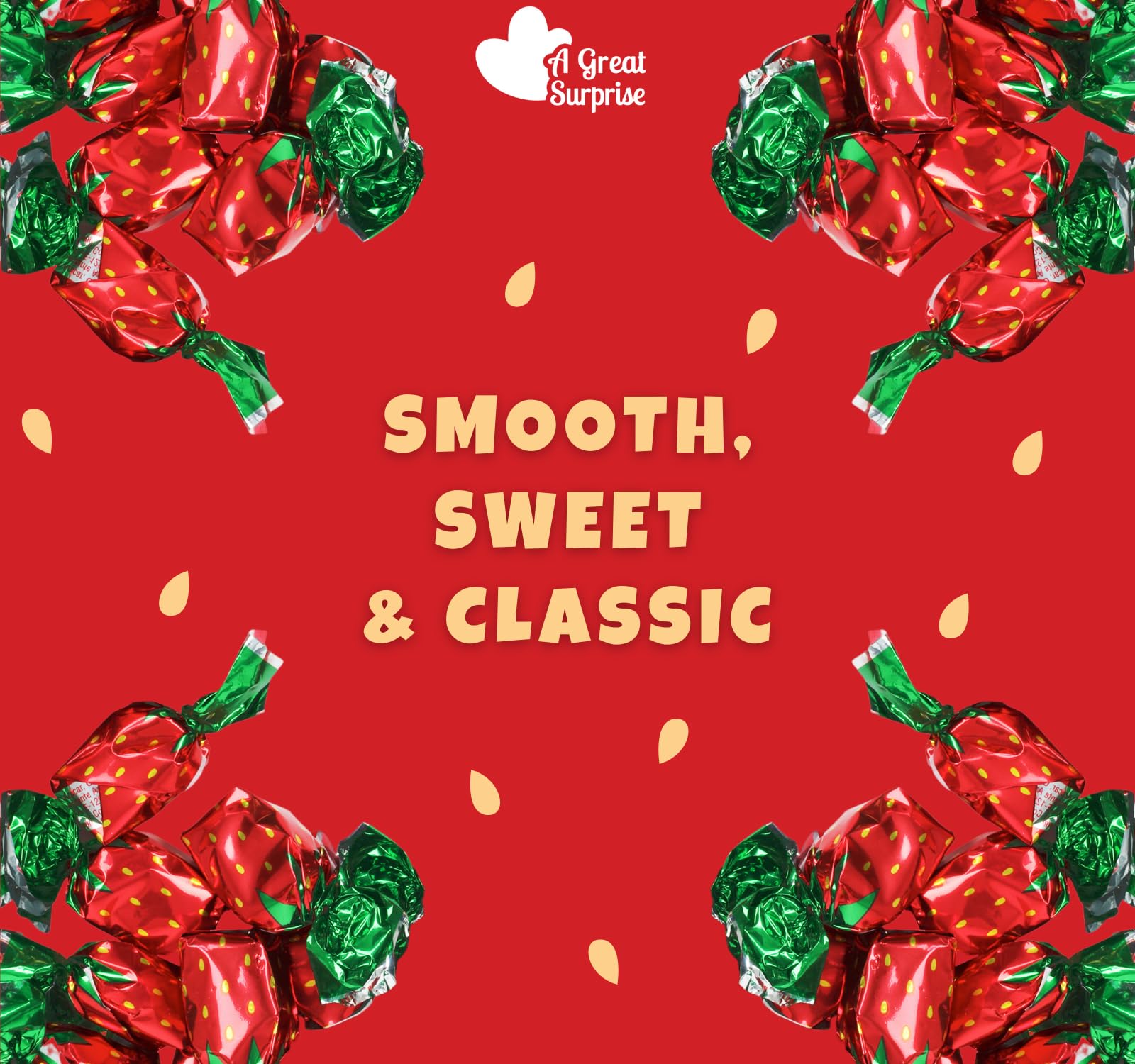 Strawberry Hard Candy - 6 Pounds - Strawberry Filled Bon Bons Bulk - Individually Wrapped Candy for Office
