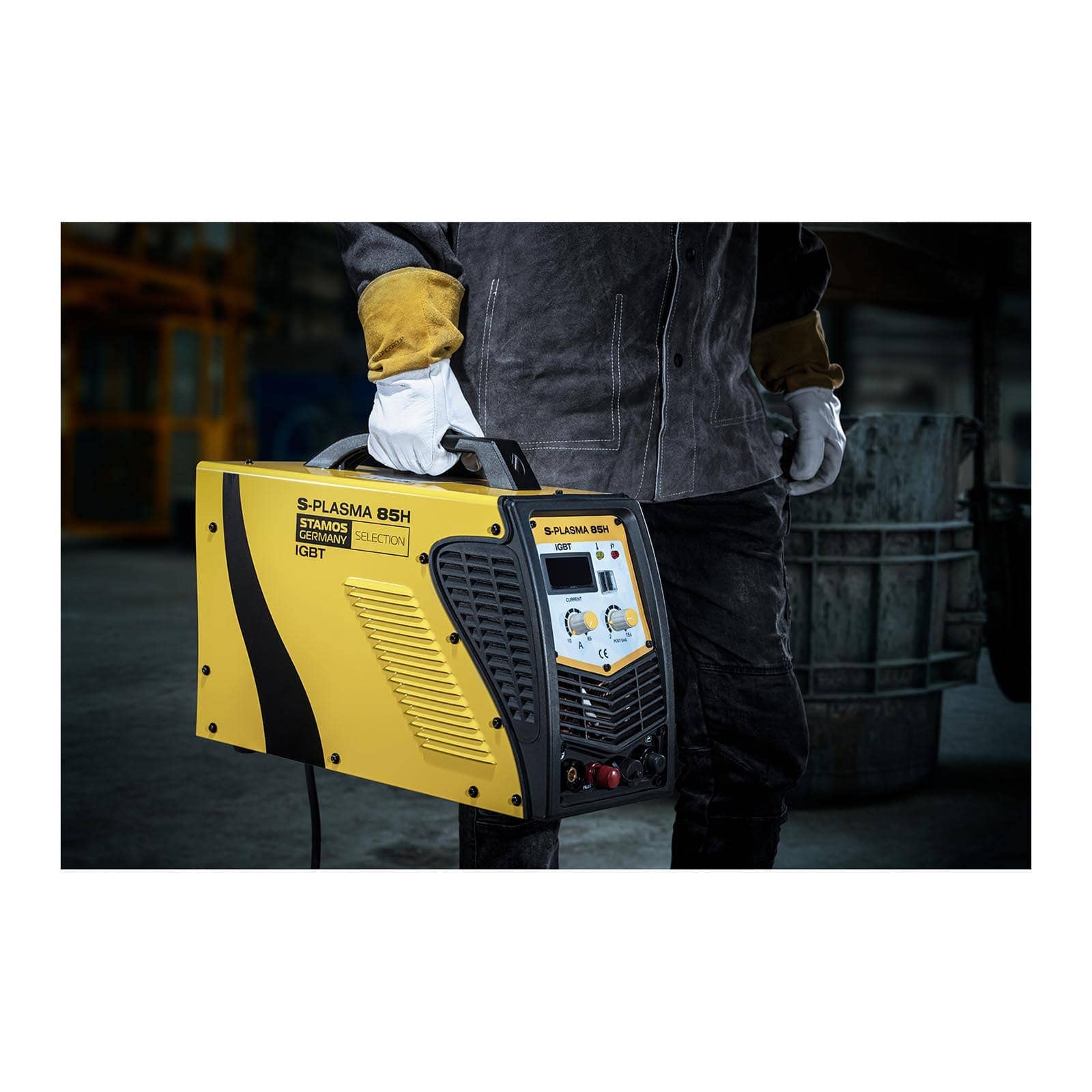 Stamos Welding Group S-PLASMA 85H Plasmaschneider Pilotzündung Plasmaschneidgerät Plasmacutter Plasmaschweissgerät Schweißgerät (400 V, Schneidstrom 20-85 A, Schneidtiefe bis 27 mm, 2T/4T)