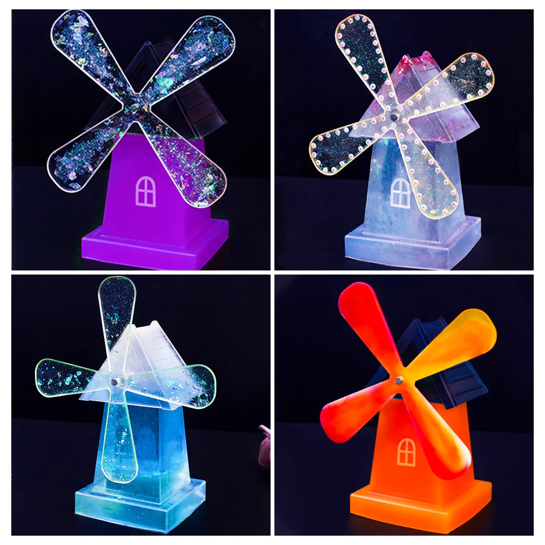 DeryArcle Rotating Windmill Resin Mould Pinwheel Epoxy Silicone Moulds 3D Crystal Ornament Casting Mold for DIY Crafts Home Garden Desktop Decoration - Image 2