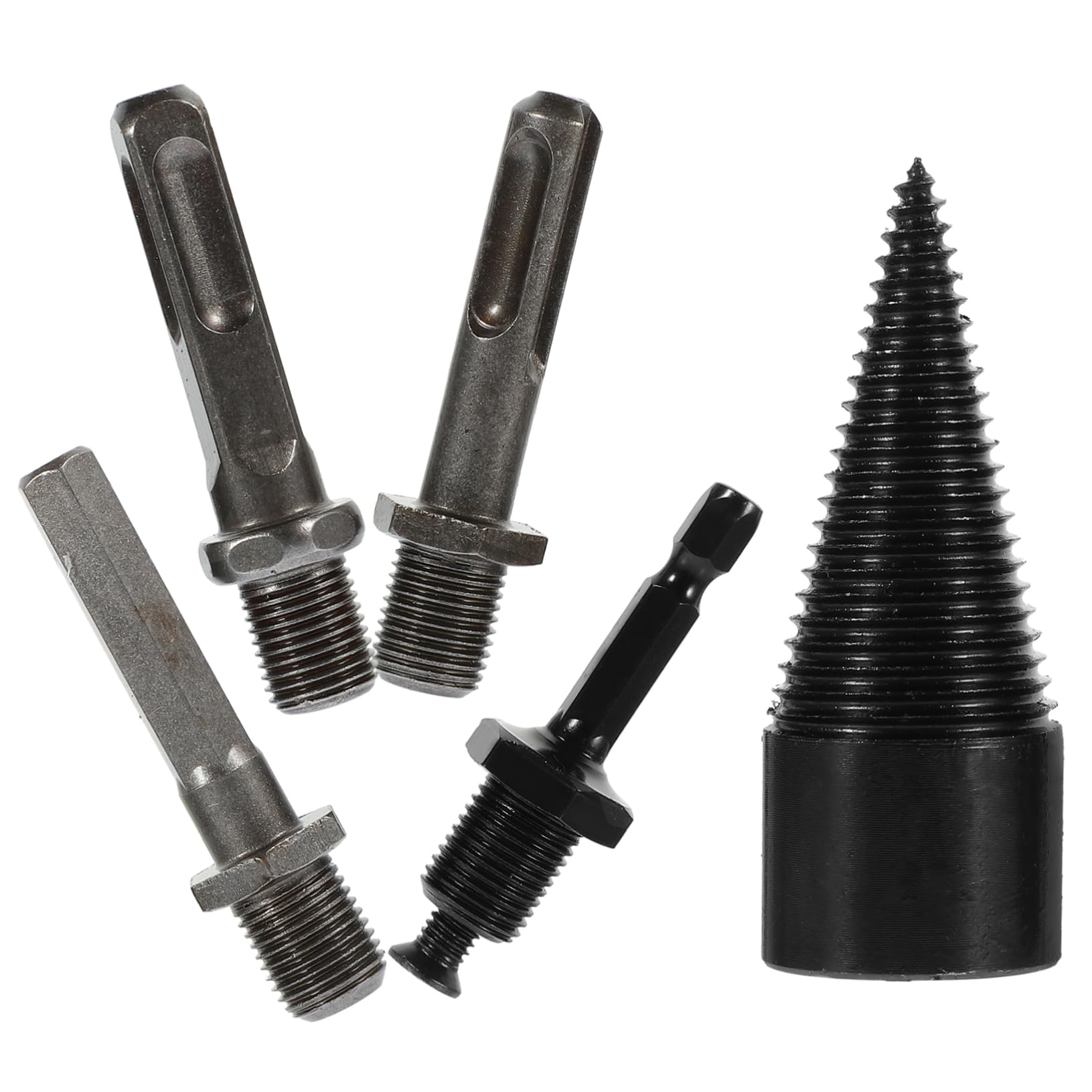 INOOMP 2 Set Set Di Bit Trapano Legna Da Ardere Spaccalegna Per Legna Da Ardere Punta Da Trapano Per Spaccalegna in Metallo Acciaio Carbonio Black 5 Pezzi*2