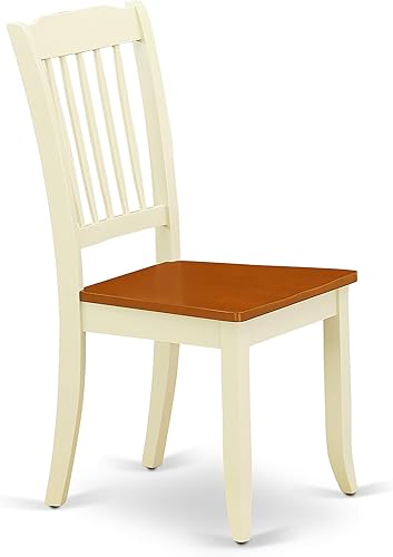 Miniatura 5 de East West Furniture DAC-BMK-W Danbury - Sillas de comedor de madera con respaldo de listones, juego de 2, suero de leche y cereza