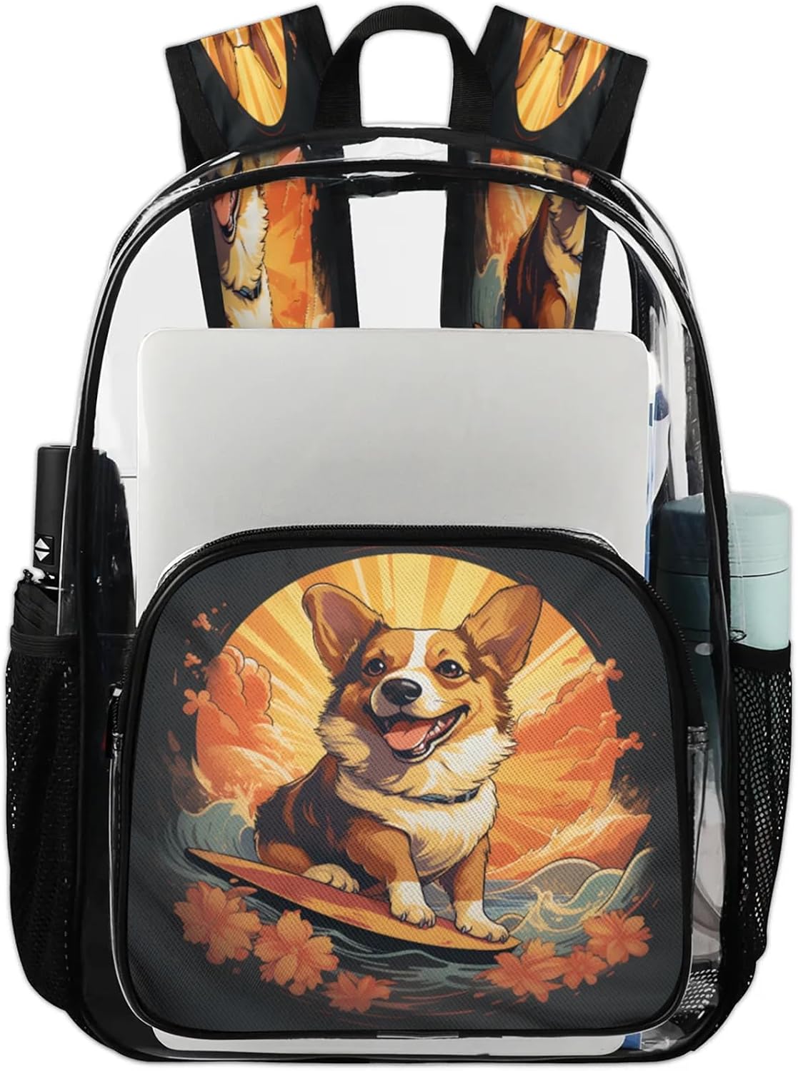 Dogs Animals Clear Backpack PVC Waterproof Transparent Backpack Heavy Duty See Through Backpacks with Reinforced Strap for Travel Outdoor Concert Work