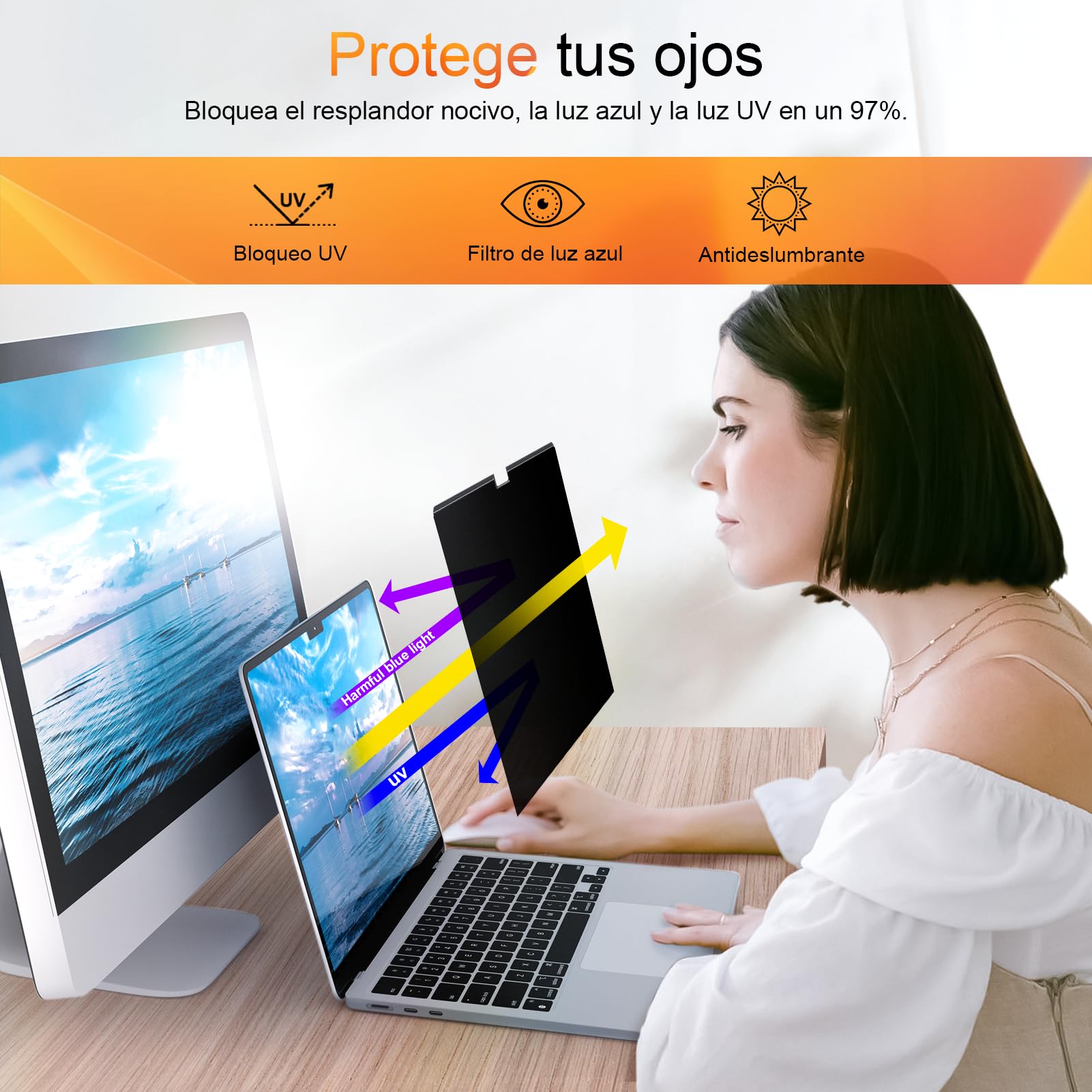 Magnético Filtro de Privacidad Compatible con MacBook Pro 16 Pulgadas (2021-2024, M1-M4), Filtros de Pantalla MacBook Pro 16 Pulgadas, Privacy de Protector Pantalla para MacBook Pro 16 Pulgadas