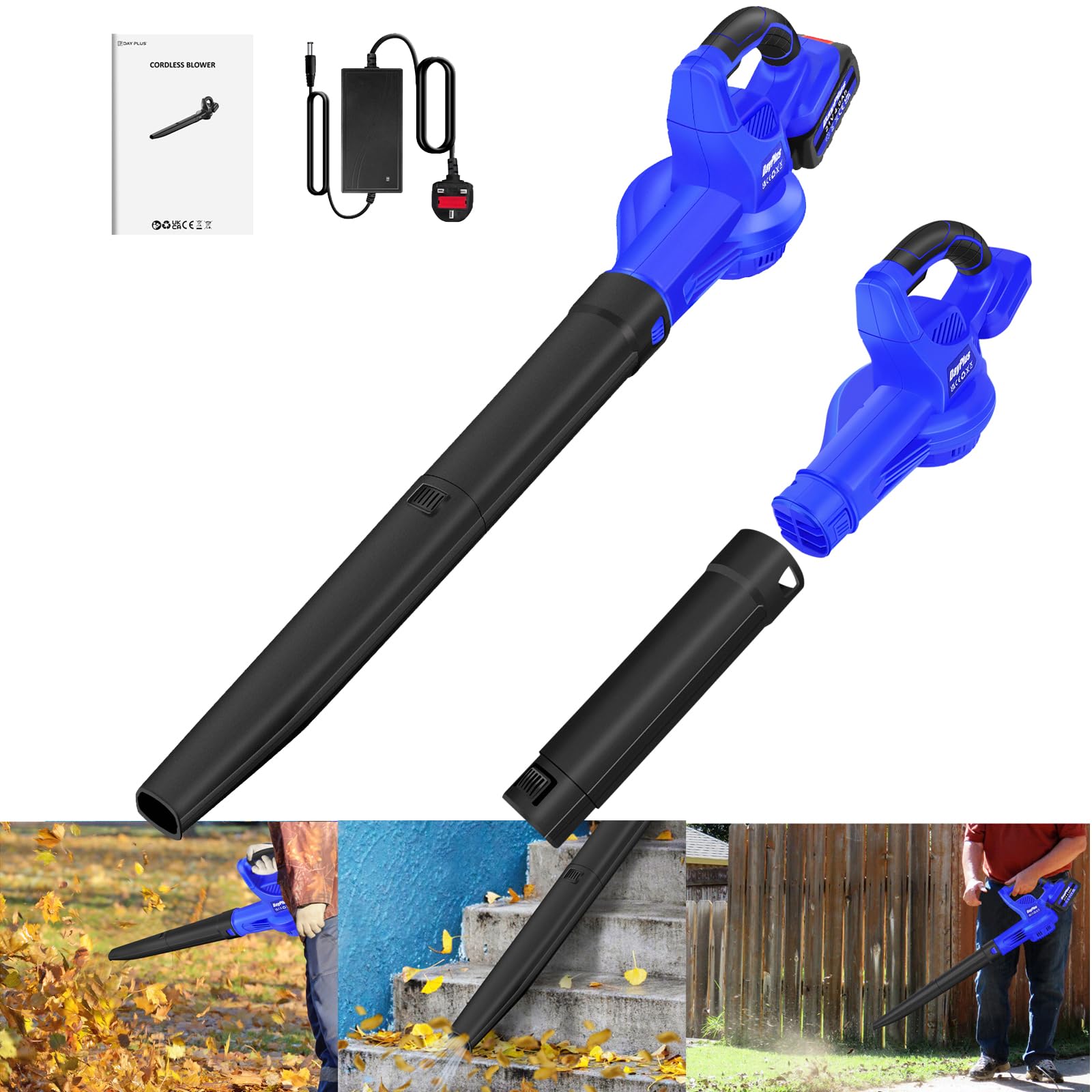 Soffiatore e Aspiratore Foglie a Batteria, 300 Watt, con 4.0Ah Batteria e Caricabatterie, Soffiatore da Giardino per foglie giardino, trucioli legno, pulizia della polvere negli angoli
