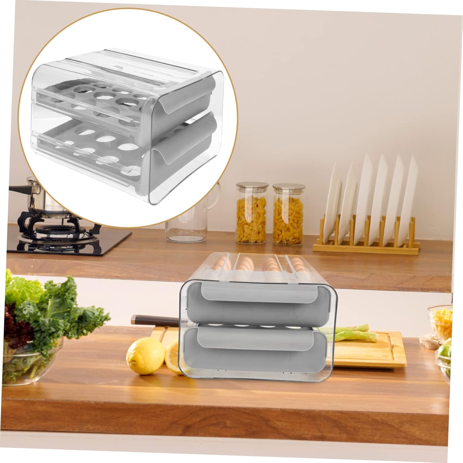 Plastic Egg Organizer Fridge Supplies Reusable Egg Tray Fridge Accessories Multi-Function Egg Organizer Reusable Egg Drawer Thickened Egg Organizer Thickened Egg Tray re-usable