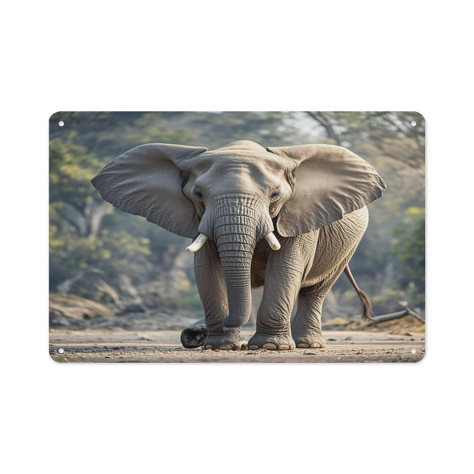 Elephant Rectangle Aluminum Sign Vintage Horizontal Aluminum Plate Multi-Purpose Decoration Painting Farmhouse Style Metal Sign for Home Door Office Cafe