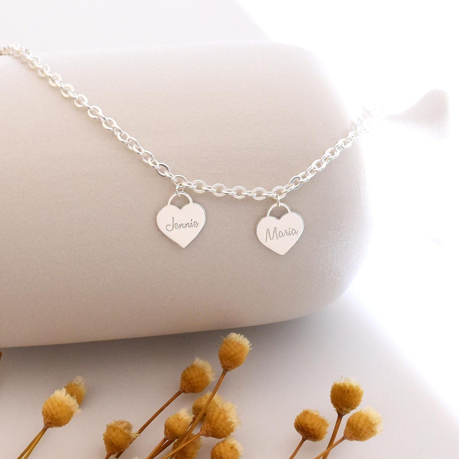 Su misura bracciale con cuore, multiplo nome inciso iniziali speciale Dates commemorativo per lei