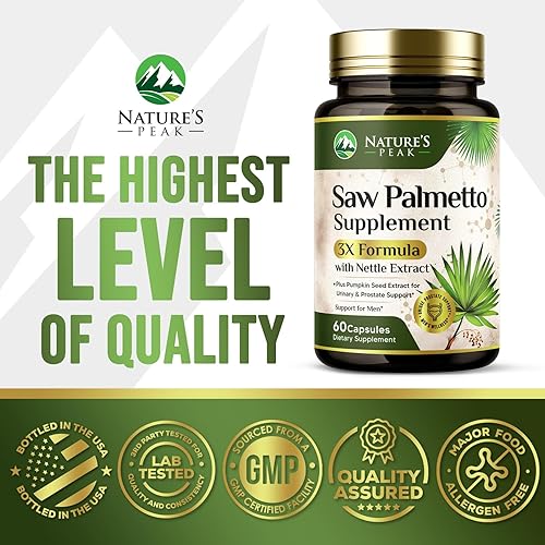 Miniatura 4 de Saw Palmetto - Suplemento de próstata para hombres, potente fórmula 3X con ortiga y extracto de semilla de calabaza para la salud de los hombres,